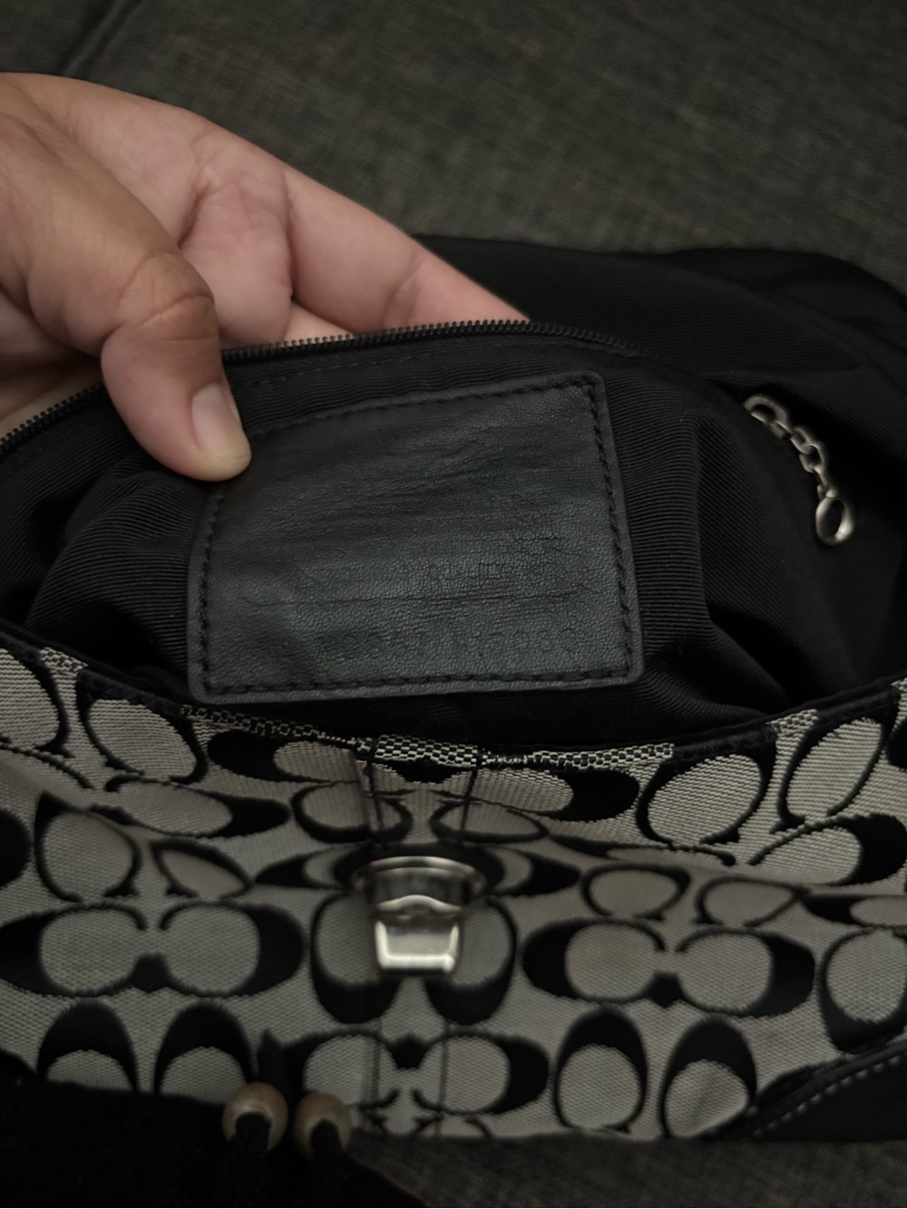 Coach Black and White Signature Canvas Shoulder Bag - Picture 12 of 14